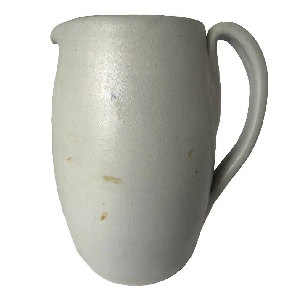 Vintage Williamsburg Pottery VA Salt Glaze Pitcher Cobalt Blue Floral Stoneware